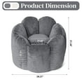 thumbnail image 5 of Lusimo Adult Bean Bag Chair, Flower Shaped Bean Bag with Velvet Washable Cover, Large Bean Bag Sofa with Memory Foam, Lounge Chairs with Pillow for Bedroom, Living Room, Dorm, Gray, 5 of 10