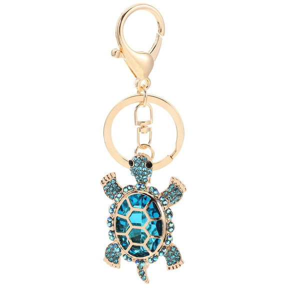 DINHEAROM Cute Turtle Design Keychain Rhinestone 1Set 4.3X1.6X0.8In