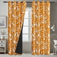 thumbnail image 4 of Vargottam Bold Leaf Print Design Blackout Curtains - Set of 2 Panels, 42 x 63 Inches Each - Light Blocking & Thermal Insulated Drapes with Grommet Top for Bedroom & Living Room - Orange, 4 of 9