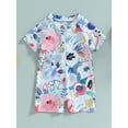 thumbnail image 3 of Infant Baby Girls Boys Rash Guard Swimsuit 6M 12M 18M 24M 3Y Playsuits Print Zipper Short Sleeve Sun Protection Bathing Suit, 3 of 10