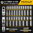 thumbnail image 2 of PGROUP 44-Piece 1/4 Inch Drive SAE & Metric Socket Set, Ratchet Socket Set with 90 Tooth Reversible Ratchet Wrench and Extension Bars, Chro, 2 of 7