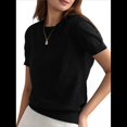 thumbnail image 2 of Suéter Holgado de Verano para Mujer, Suave, de Corta y Cuello Redondo, Estilo Informal, Conjuntos de Moda 2025 Negro S, 2 of 10