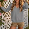 thumbnail image 6 of Chiccall Sweaters for Women Womens V-Neck Long Sleeve Knit Sweater Casual Soft Knitted Pullover Top Gray M, 6 of 8