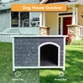 thumbnail image 3 of Pefilos 22.5" Width Outdoor Wooden Dog House for Small Dogs with Raised Feet, Removable Floor Weatherproof Pet Cat House, Gray, 3 of 7