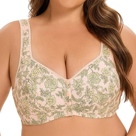 Clearance! Titcea Bras for Women Plus Size Front Buttons Leopard Print Push Up Gathered Together Lace Bra No Underwire Breathable Comfort Underwear  Gifts for Her