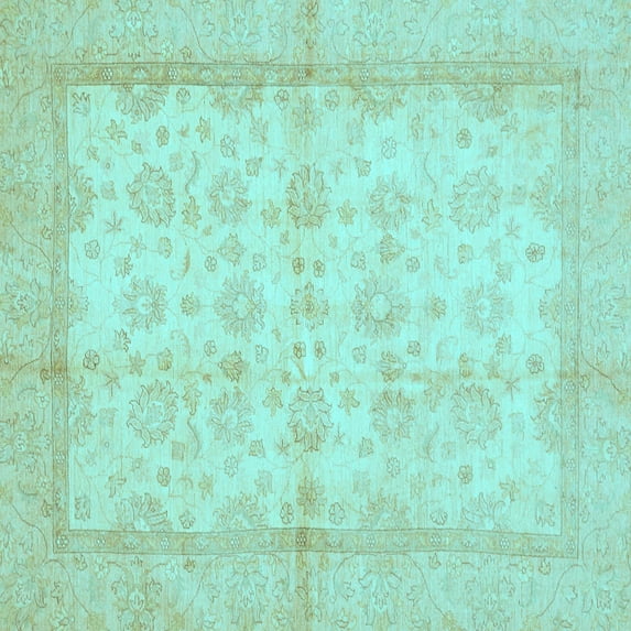 Ahgly Company Indoor Square Oriental Light Blue Traditional Area Rugs, 3' Square