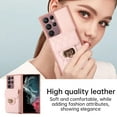 thumbnail image 4 of SaniMore for Samsung Galaxy S22 Ultra PU Leather Case, Multi-Functional Metal Snap Wallet Cover with Card Slot & Kickstand Shoulder Strap Full Body Protective Shell for Samsung S22 Ultra, Pink, 4 of 9