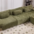 thumbnail image 4 of Modular Sectional Sofa, Chenille Deep-Seat Sofa with 3 Pillows, Extra-Large Compression Design with High-Resilience Foam Core, Smart Self-Recovery Technology and Flexible Space Configuration, Green, 4 of 10
