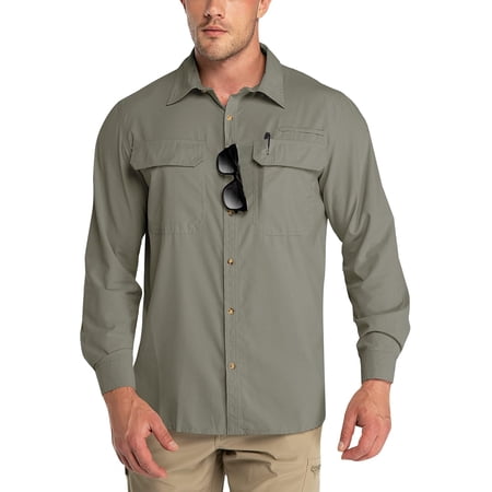 Men s UPF 50+ UV Sun Protection Shirt Long Sleeve Hiking Fishing Shirt Cooling Quick Dry for Safari Travel