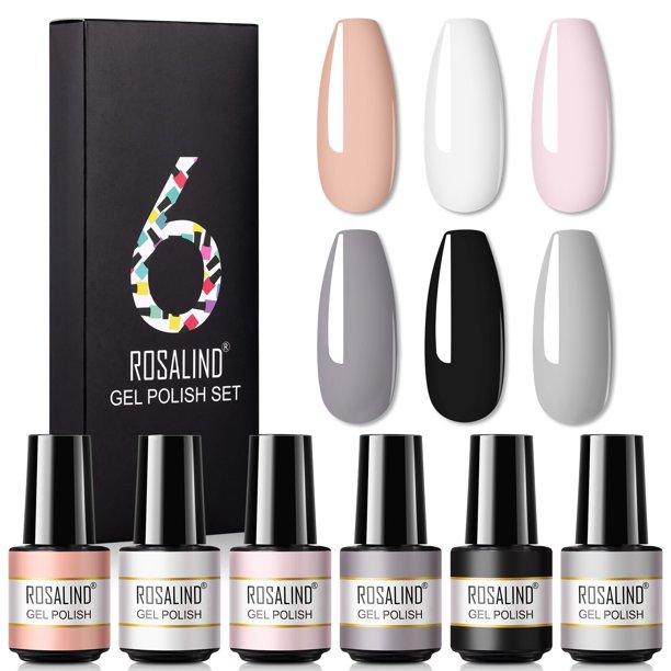 ROSALIND 7ML 4/6 Uds. Juego de esmaltes de uñas en Gel, juegos de uñas con purpurina para manicura, juego de esmaltes de uñas semipermanentes UV coloridos para Maincure Tan Jianjun unisex