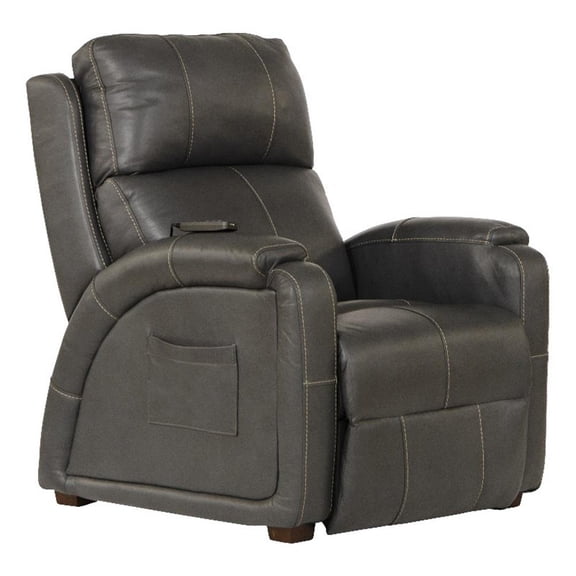 Pemberly Row Decompress Power Zero Gravity Recliner in Gray Leather