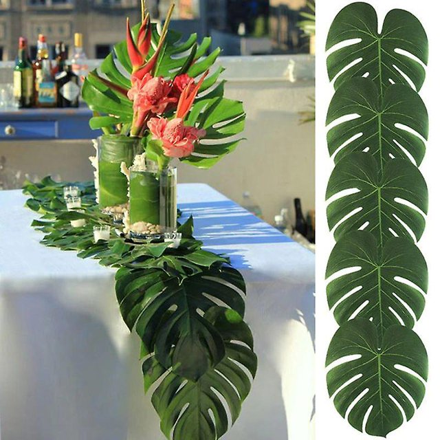 12 hojas de palmeras tropicales de imitación para decoraciones de fiesta de la jungla con temática hawaiana
