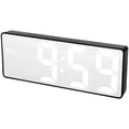 thumbnail image 4 of Reloj despertador con espejo LED, electrónico, digital, USB, recargable, con espejo, decoración, rectangular, con carcasa negra, lámpara blanca., 4 of 14
