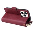 thumbnail image 4 of Feishell for Apple iPhone 14 Pro (6.1 inch) Wallet Case for Women Men,Premium PU Leather Magnetic Clasp Zipper 9 Card Slots Folio Flip Holder Shockproof Purse Phone Case with Wrist Strap,Winered, 4 of 13