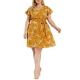thumbnail image 2 of DARING DIVA Plus Floral Tie Waist Layered Sleeve Casual Dress 3X Ginger, 2 of 6