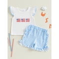 thumbnail image 4 of BemeyourBBs Toddler Baby Boy Girl 4th of July Outfit Patriot Fourth of July Summer Independence Day Clothes American Flag Embroidery Short Sleeve T-Shirts with Shorts 2 Pcs Set, 4 of 8