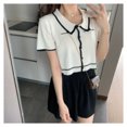 thumbnail image 2 of Camisa de punto Mujer Verano Camiseta de manga corta con solapa Top de bloque de color informal Methold AP001496-00B, 2 of 7