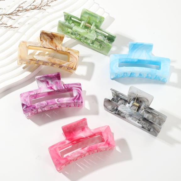 Multi Color Rectangle Claw Clips, Colorful Non-Slip Strong Hold Jaw Clamps, Styling Accessories For Women