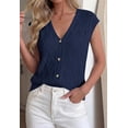 thumbnail image 6 of BTFBM Sweater Vest Women V Neck Cap Sleeve Button Down Knit Tops Spring Summer Loose Lightweight Cardigan Vests, 6 of 7