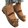 thumbnail image 5 of Willtoo Women Polka Dot Bow Mary Jane Flats Round Toe Elastic Strap Slip On Canvas Shoes Lightweight Soft Sole Casual Ballet Flats, 5 of 5