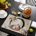 thumbnail image 3 of Brown Grey Cat Placemats Set of 4, Modern Art Placemats for Dining Table, Place Mats for Kitchen Tabletop, Waterproof Wipeable Dining Table Mats Set, 3 of 9