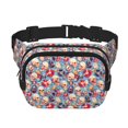 thumbnail image 1 of Kdxio Sac Banane Double Couche Imprimé Rétro Crâne Ceinture Réglable Sac Mains Libres Voyage Randonnée Course Sergé Poches de Sécurité, 1 of 9
