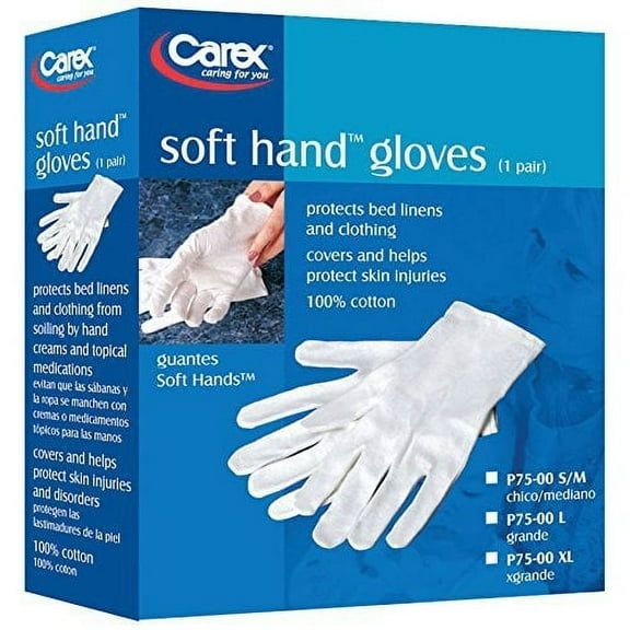 Carex Health Brands Soft Hands Cotton Gloves Large