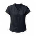 thumbnail image 5 of Tqcoqu Womens Cotton Linen Button Down Shirts,Casual Short Sleeve Solid Summer Blouses Tops with Pocket,Black Women's M-XXXL, 5 of 8