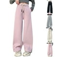 thumbnail image 5 of Ruyang Girls Wide Leg Fleece Sweatpants Teens School Sports Joggers Thermal Elastic High Waisted Straight Pants, 5 of 5