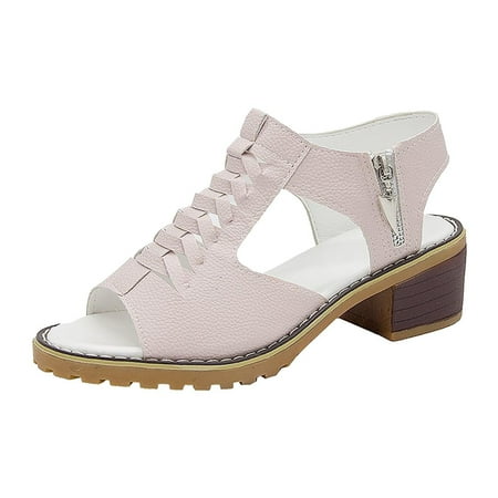 

YanHoo Clearance Booties Sandals for Women - Peep Toe Low Block Heel Flat Sandals Casual Fisherman Sandal with Open Toe Slingback Gladiator Sandals