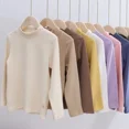 thumbnail image 4 of Camiseta informal de otoño/invierno para niños y niñas, Top de capa Base cálida de lana, medio Polo de Color sólido/cuello de tortuga, Top de longitud media, 4 of 5