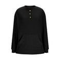 thumbnail image 4 of Womens Long Sleeve Henley Shirt 3 Button V Neck Ribbed Spring Blouses Business Casual Tops with Kangaroo Pocket, 4 of 8
