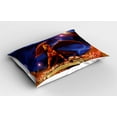 thumbnail image 2 of Ambesonne Dragon Pillow Sham 2 Pack, Dragon Knight Cosmos, 30"x20", Blue Cinnamon, 2 of 3