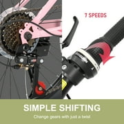 Ktaxon 20in Mountain Bike 7 Speed with Steel Frame, V Brake, Pink