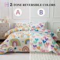 thumbnail image 2 of Btargot 3PCS Rainbow Kids Girls Comforter Set Queen Colorful Star Love Rainbow Bedding Set Beige, 2 of 9