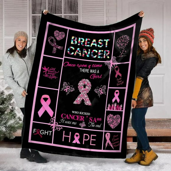 Cooling Blankets Caring for Breast Cancer Pink Ribbon Awareness Flannel Blanket Fade Resistant 51x59IN Ice Blanket Comfortable Blankets Soft And Fluffy for Chair, Sofa, Home Decor