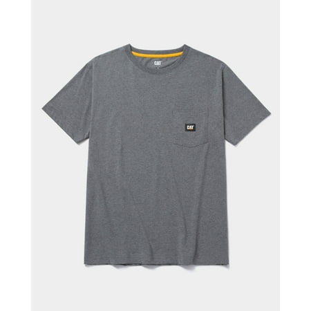 CAT Men's Label Pocket Short Sleeve T-Shirt, Dark Heather Grey, Large