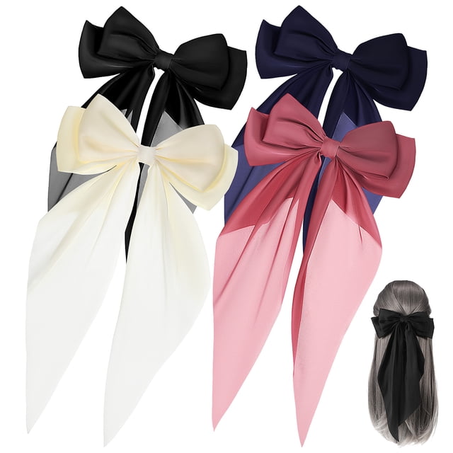 4 Uds. Pinzas para el pelo con lazo, lazos grandes para el pelo, pinzas para el pelo largas, accesorios para el cabello para niñas y mujeres