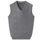 thumbnail image 2 of Men's Clothing Autumn Winter Solid Color Pullover V-Neck Screw Thread Sleeveless Sweater Knitted Vest Casual Fashion Tops, 2 of 5