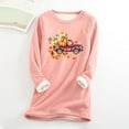 thumbnail image 2 of Ichuanyi Womens Fall Tops, Women Thick Faux Fleece Thanksgiving Sweatshirt Christmas Print Velvet Warm O-neck Underwear Top, 2 of 3