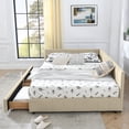 thumbnail image 4 of Queen Upholstered Daybed with Storage, Mid-Century Modern Velvet Sofa Bed Frame, Tufted Backrest and Armrests, for Bedroom or Living Room, Beige, 4 of 8