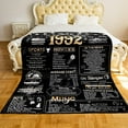 thumbnail image 2 of 32th Birthday Blanket Gift for Women or Men,32 Years Old 1992 Anniversary Weeding Gift for Wife Husband Mom Dad, Back in 1992 Flannel Fleece Soft Throw Blanket, 2 of 6