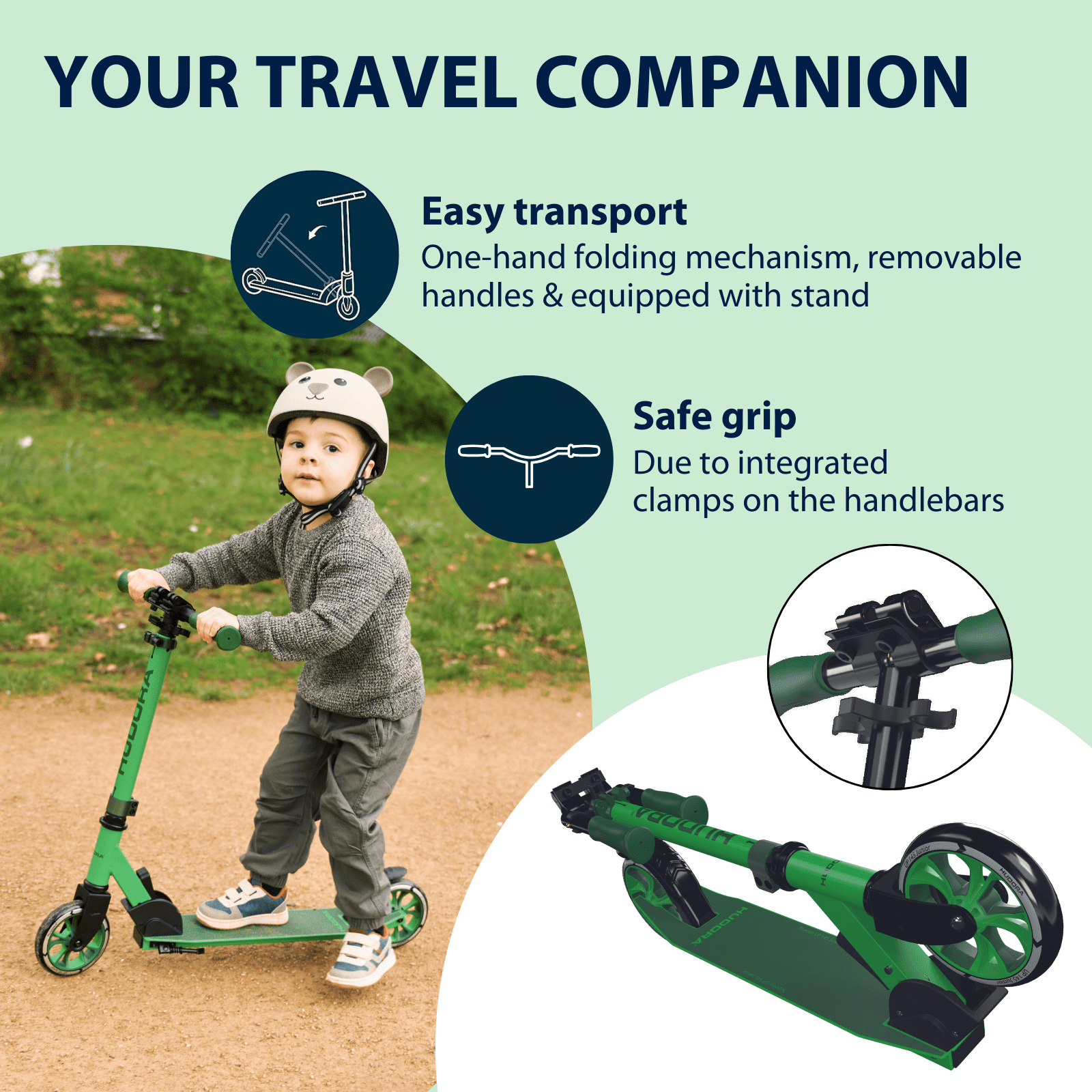 Hudora Scooter up 145 (57") Junior Green - Lightweight - Age 3+ - up to 132lb