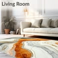 thumbnail image 2 of ODIKA 8'x10' Machine Washable Non-Slip Area Rug, Modern Marble Swirl Grey Orange Abstract Art High Traffic Rug, White, 84248, 2 of 7