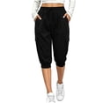 thumbnail image 6 of SwiftWear Women's Cargo Capri Pants with 4 Pockets Drawstring Elastic Waist Casual Cropped Joggers, 6 of 8