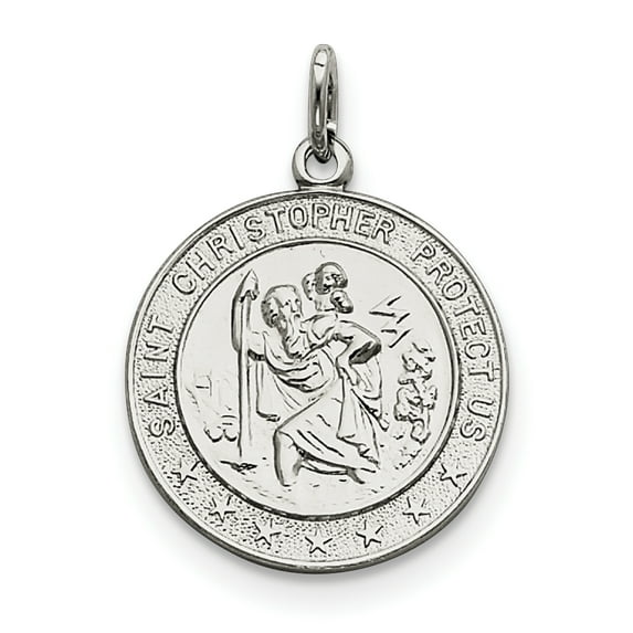 Beautiful Sterling Silver Rhodium-plated Saint Christopher Medal