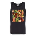 thumbnail image 2 of Wild Bobby In My Pumpkin Spice Era Groovy Letters Smiley Faces Thunderbolts Leaves Halloween Men Tank Top, Black, Small, 2 of 6