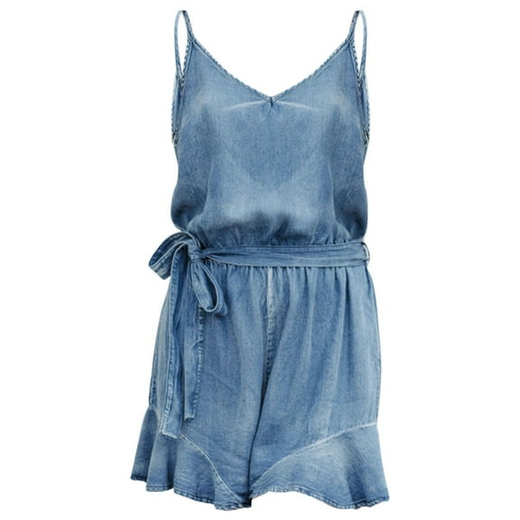 Women's Denim Suspender Jumpsuit - Worn Out Street Style for Daily, Shopping & Travel