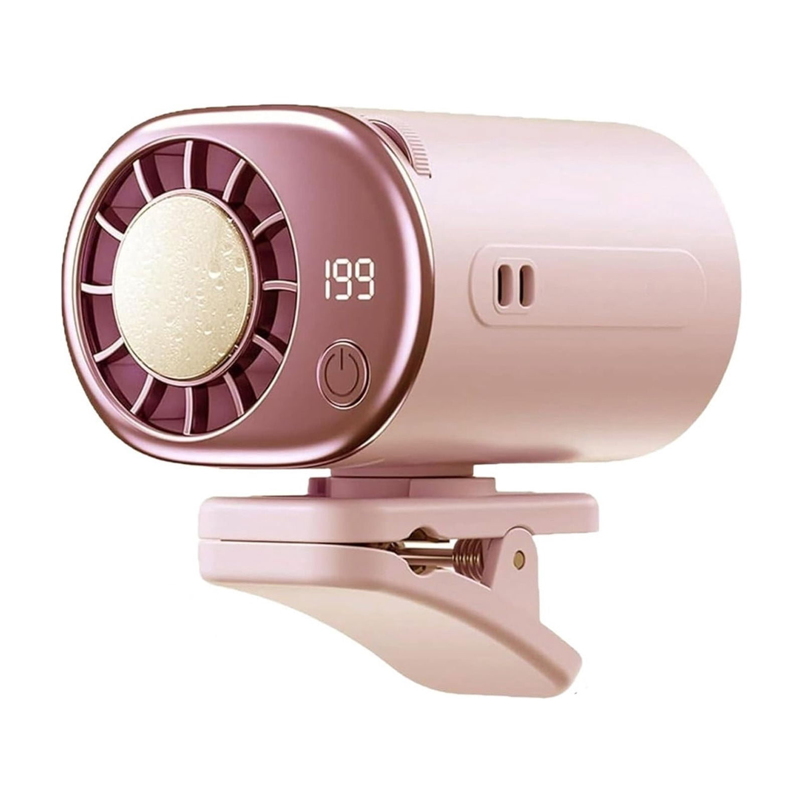 2026 Car Clip on Air Conditioner Fan with LED Display, Portable Mini Cooling System for Auto Vehicle, USB Rechargeable Battery Powered Gadget, 360° Rotation Adjustable 199 Speeds Truck Tent (Pink)