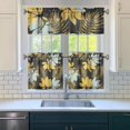 thumbnail image 3 of Tropical Palm Leaves and Hibiscus Flower Kitchen Curtains Set 3 Piece, 27.5x24 Inch Polyester Valance and Tier Drapes, 3 of 6